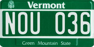 VT license plate NOU036
