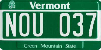 VT license plate NOU037