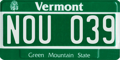 VT license plate NOU039