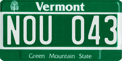 VT license plate NOU043