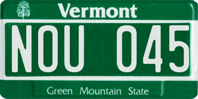 VT license plate NOU045