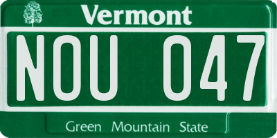 VT license plate NOU047