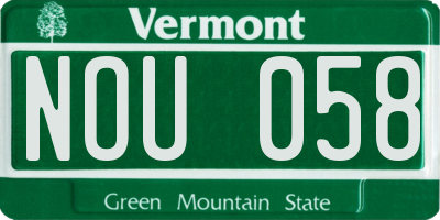 VT license plate NOU058