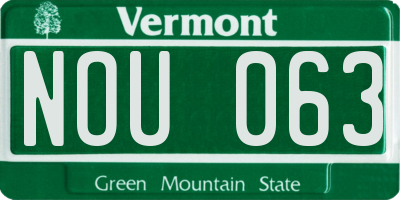 VT license plate NOU063