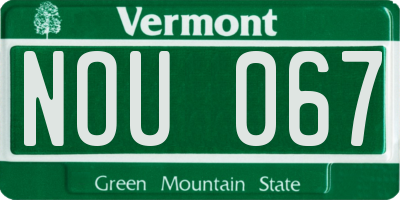 VT license plate NOU067