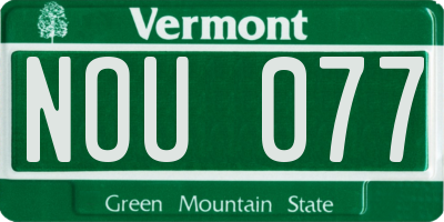 VT license plate NOU077