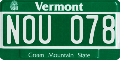 VT license plate NOU078