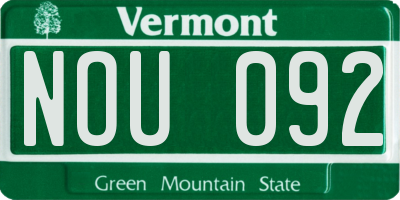 VT license plate NOU092