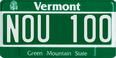 VT license plate NOU100