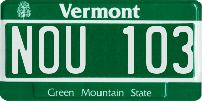 VT license plate NOU103