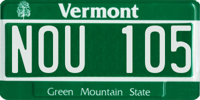 VT license plate NOU105