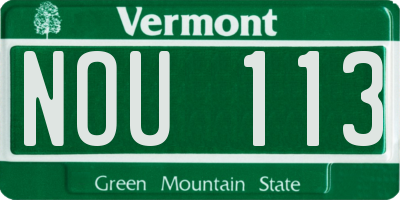 VT license plate NOU113