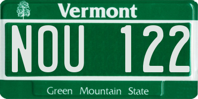 VT license plate NOU122
