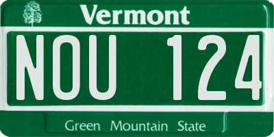 VT license plate NOU124