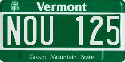 VT license plate NOU125