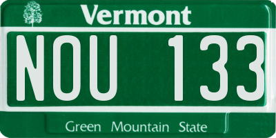 VT license plate NOU133