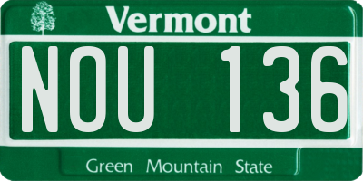 VT license plate NOU136