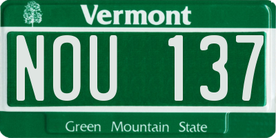 VT license plate NOU137