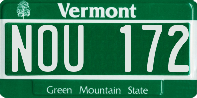 VT license plate NOU172