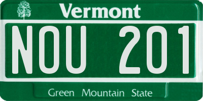 VT license plate NOU201