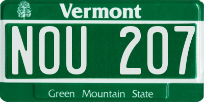 VT license plate NOU207