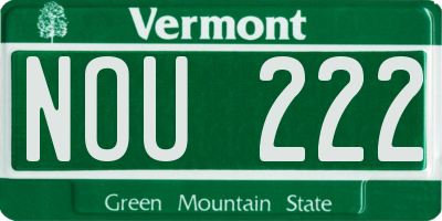VT license plate NOU222