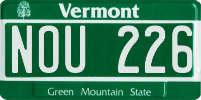 VT license plate NOU226