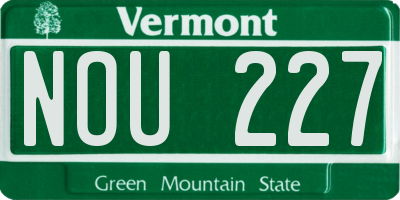 VT license plate NOU227