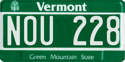 VT license plate NOU228