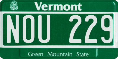 VT license plate NOU229