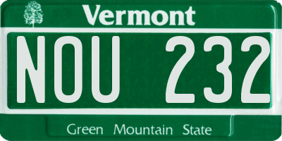 VT license plate NOU232