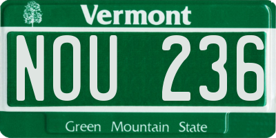 VT license plate NOU236
