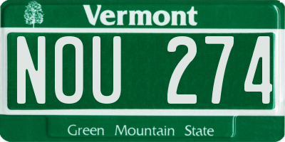 VT license plate NOU274