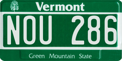 VT license plate NOU286