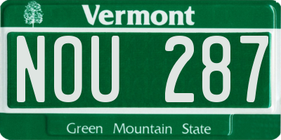 VT license plate NOU287