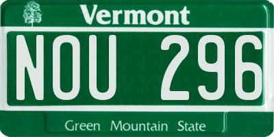 VT license plate NOU296