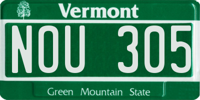 VT license plate NOU305