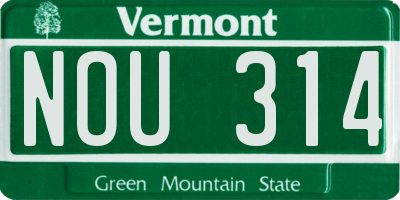 VT license plate NOU314