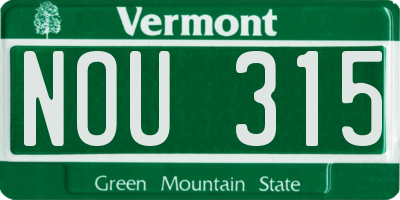 VT license plate NOU315