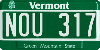 VT license plate NOU317