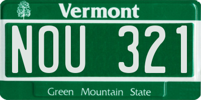 VT license plate NOU321
