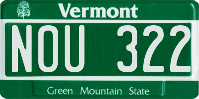 VT license plate NOU322