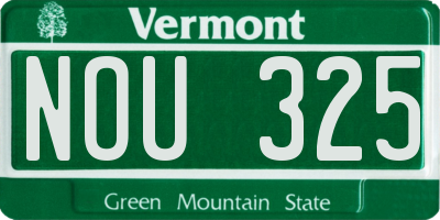 VT license plate NOU325