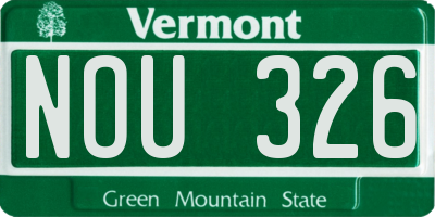 VT license plate NOU326