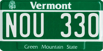 VT license plate NOU330