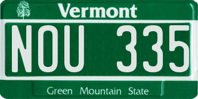 VT license plate NOU335