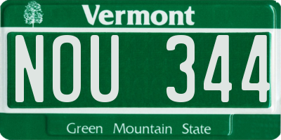 VT license plate NOU344