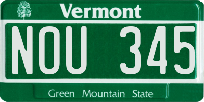 VT license plate NOU345