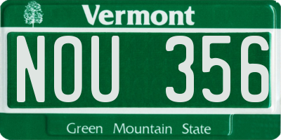 VT license plate NOU356