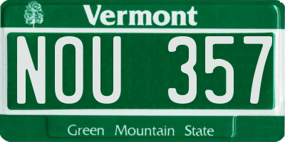 VT license plate NOU357